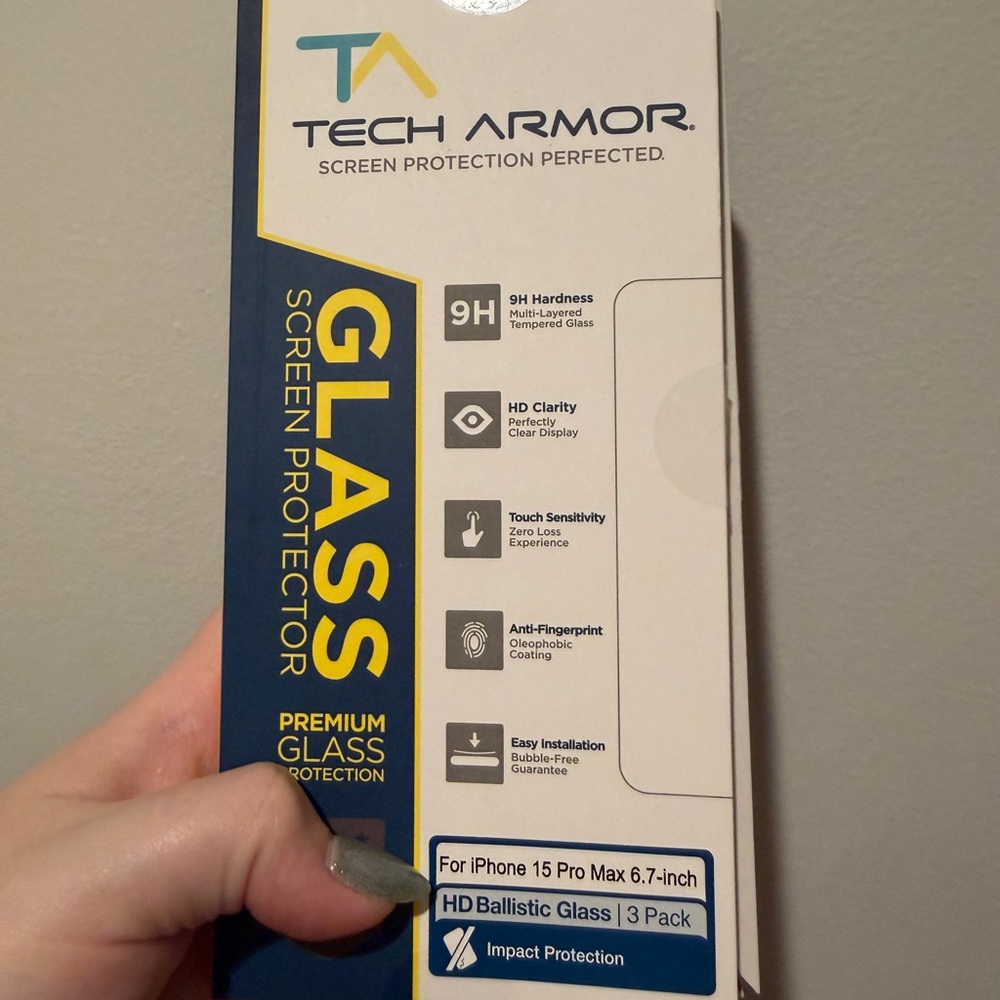 Tech Armor HD Ballistic Glass Screen Protector - Black and White